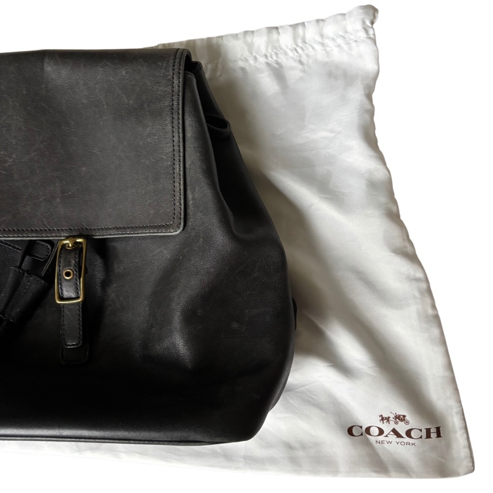 Vintage COACH Legacy Black Leather Backpack Purse w Drawstring Adjustable Straps